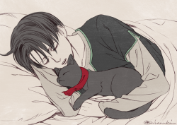 shira-aot:  Kitty Mikasa & Levi 