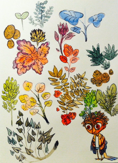 Plants for inktober (feat watercolors!)! With weird critter, as usual inspired by you-know-who. :|