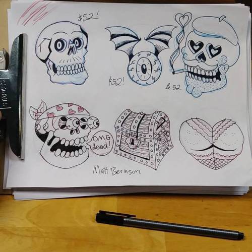 Working on a flash sheet for a shop special going through till the end of the year. 3"x3" tattoos for ไ. So lemme know if you want any of these and we can set something up.   #ink #tattoos #chelsea #boston  #ravenseyeink #tattoo #color #skulls