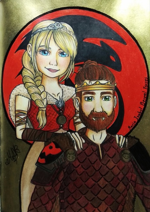 isabellart14: Fan art from how to Train your dragon Hiccup and Astrid❤️