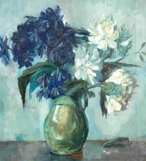 Rhododendron branches in a vase  -  Westendorp - Osieck Betsy J.E. 1913Dutch  1880-1968oil on canvas