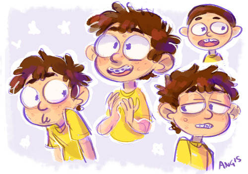 handsomehugs:drawing this awkward goofball with curly hair, braces, and face acne is my aesthetic no