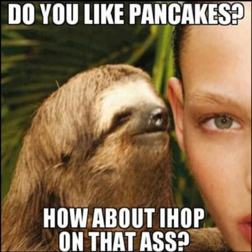Porn photo I love the creeper sloth. #ihop #pancakes