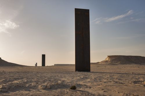 jareckiworld:   Richard Serra — East-West/West-East  (monumental steel plates, Qatari desert, 2014)       