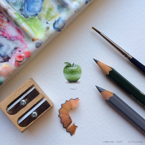 paintingsforants:I painted this little apple for the Lyle & Scott 140 Series, and the original i