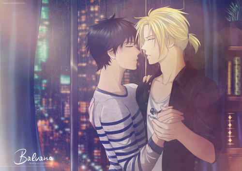 balvana:Yay finished another Banana Fish Fanart! (ノ*゜▽゜*)Ash teaching Eiji how to dance ^^Or at leas