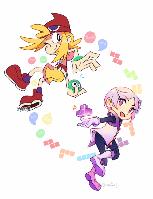 phuiscribbles: In honor of Puyo Puyo Tetris 2 announcement, @anopuff and I did a fun collab together
