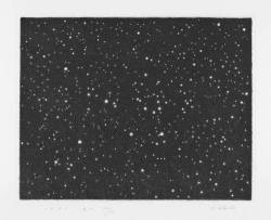 mydarkenedeyes:  Vija Celmins - Night Sky 1. Etching on paper (1987)2. Drypoint on paper (2002)3. Oil on linen (2001)4. Woodcut printed on paper (1997)5. Mezzotint on paper (1985)  