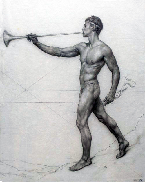 dfaphoto:“Epiphany” painting and preliminary drawing by Michael Aviano, contemporary American painter (born 1927)