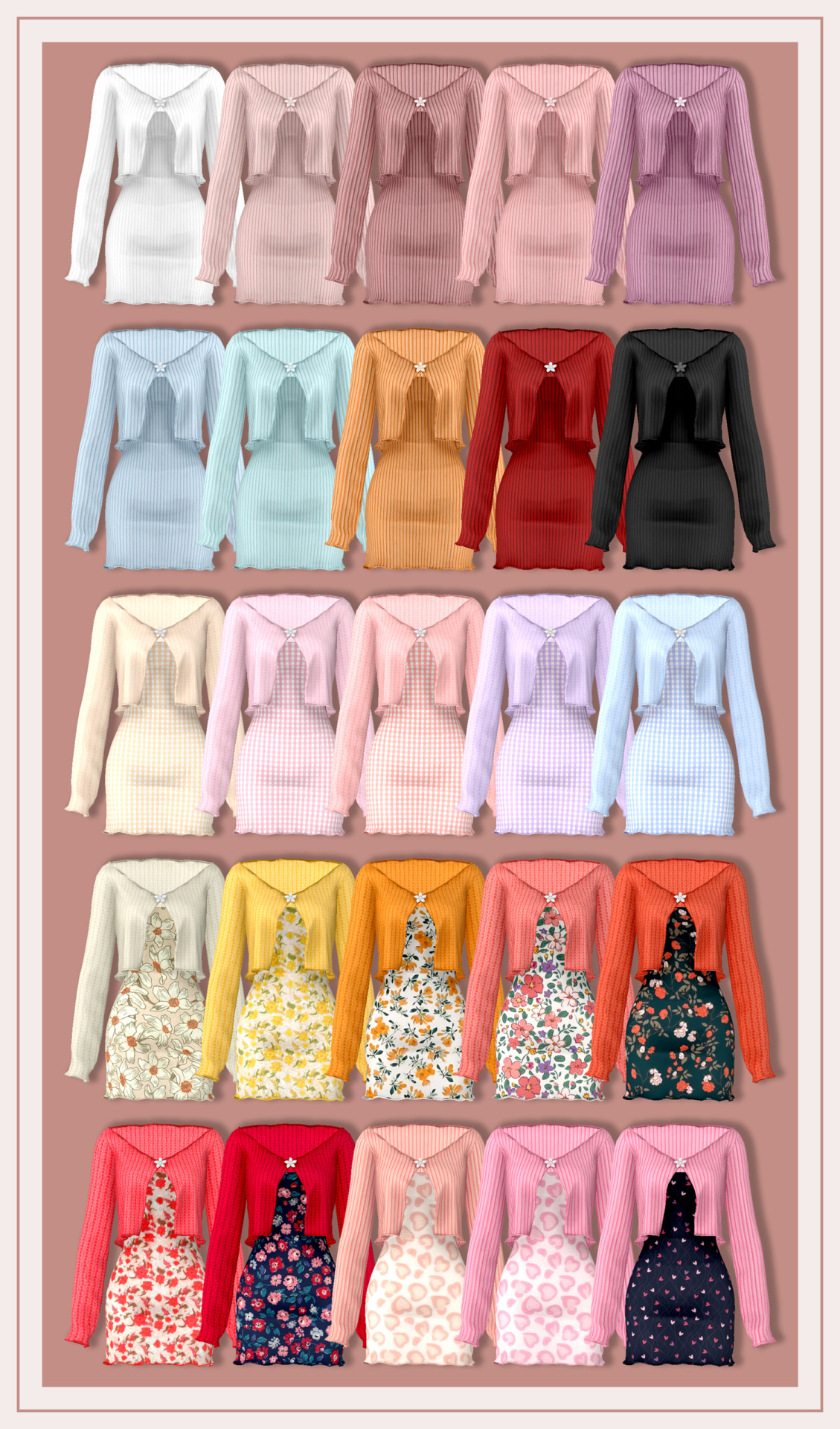 sudal&sims - [sudal] Flower button cardigan & dress All lod...