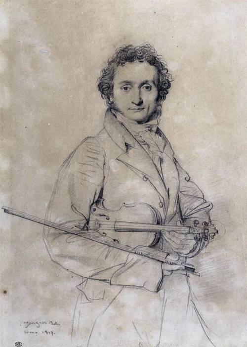 Jean-Auguste-Dominique Ingres, Niccolo Paganini, 1819, graphite on paper.Ingres was one of the first