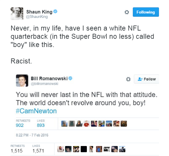 badgyal-k:  lagonegirl:    Romanowski is a known racist. Boy is a known racial epitaph.