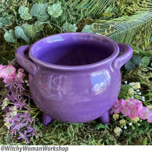 IT’S A PURPLE CAULDRON. ✨ . Purple Shimmering Glazed Cauldron or Planter - Witchy, Altar, Wicc