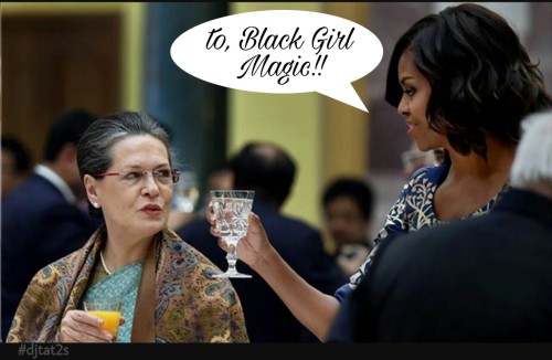 Michelle Obama giving a well needed toast in honor of Black Girl Magic.