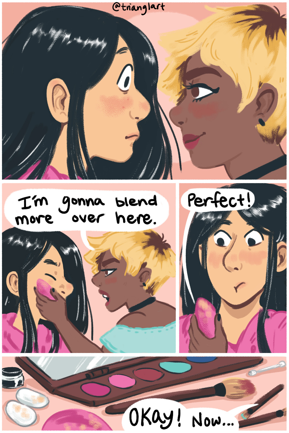 trianglart:  A high school romance!!! After school makeover episode…what will happen