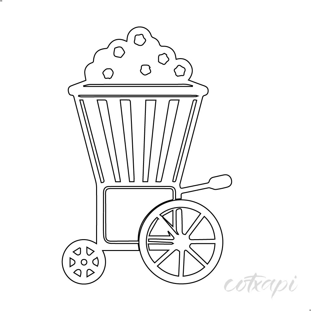pop corn maker vechicle in vector art popcorn saling vehicle outline art