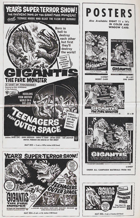  Gigantis the Fire Monster (1959) on a double-bill with Teenagers From Outer Space (1959)