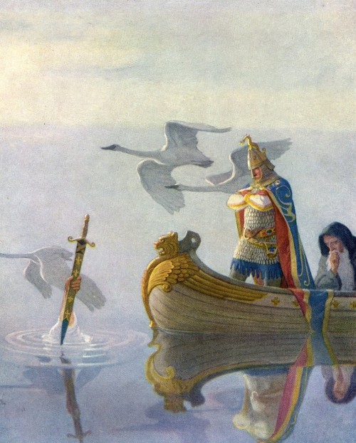 the-evil-clergyman:Excalibur, from The Boy’s King Arthur by N. C. Wyeth (1919)