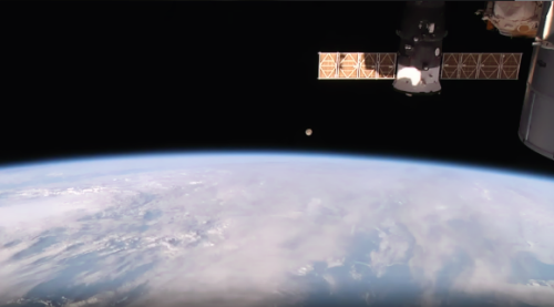 sci-universe:  The moonset I saw live from  International Space Station’s HD Earth Viewing Experiment. You can actually see what’s going on above Earth in the current moment. They’re streaming 24/7 right now, don’t miss it!