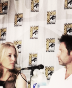 lanaprrilla:  David Duchovny and Gillian Anderson @ SDCC 2013  Anderson: “A lot
