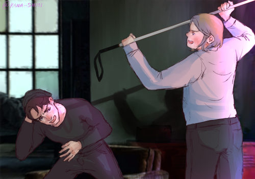 Old art I forgot to post on here featuring Foggy beating Matt up with his own cane because he’s prob