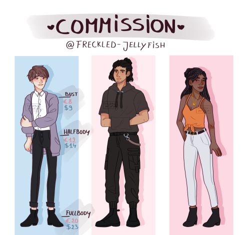 Hi guys ! commissions are open :))And for the month of february it’s 50% off for a second char