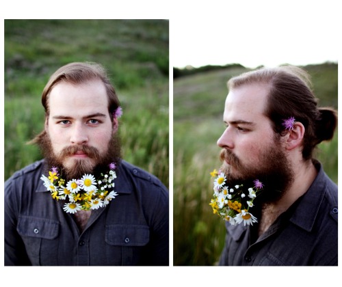 Here&rsquo;s our version of that post going around with the flowers in the beard. (Photos by Jes