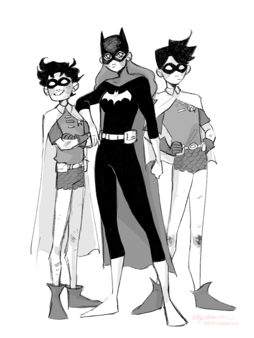 our-happygirl500-fan: Batgirls and their Robins@allyallyorange drew these and gave me permission to 