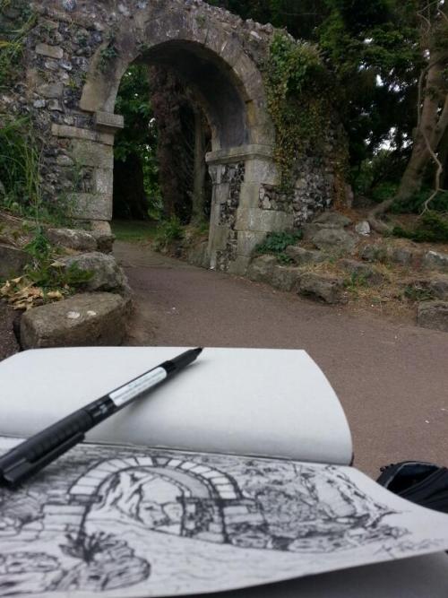 Sketching in the Westgate Gardens of Canterbury