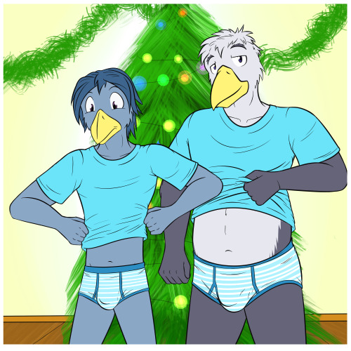 Merry Christmas from the Texnatsu guys and their dads/siblings.  At the Christmas party, all the wives gave their husbands and sons matching underwear and shirts, mostly as a joke.  Several drinks later, someone suggested taking commemorative photos