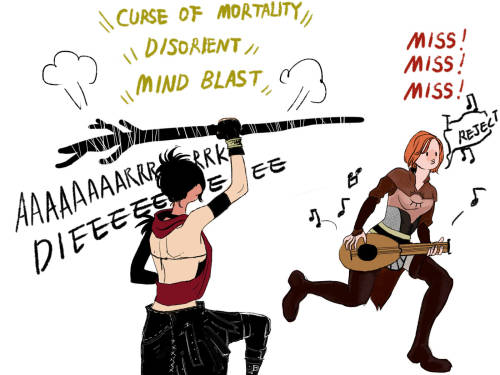 marceline2174:Leliana loves to bother Morrigan by singing a chant