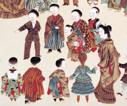 幼稚鳩巣戯劇之圖Playing the Pigeon’s Nest gameA painting of Japan&rsquo;s first kindergarten teachers — Clar