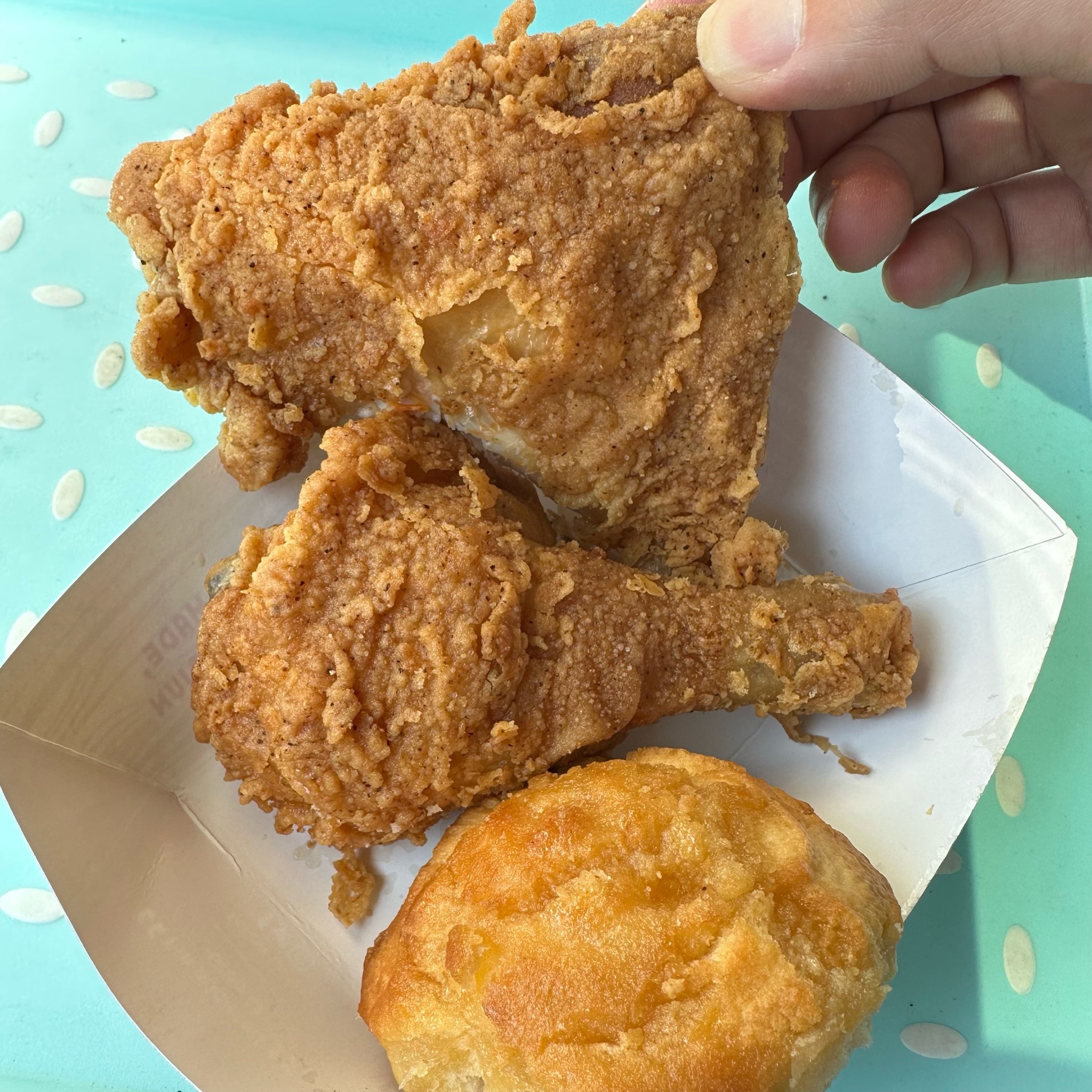 Fried Chicken Dark Combo (Krispy Krunch Chicken) $5 from Big T Mini Market on #foodmento http://foodmento.com/dish/55798