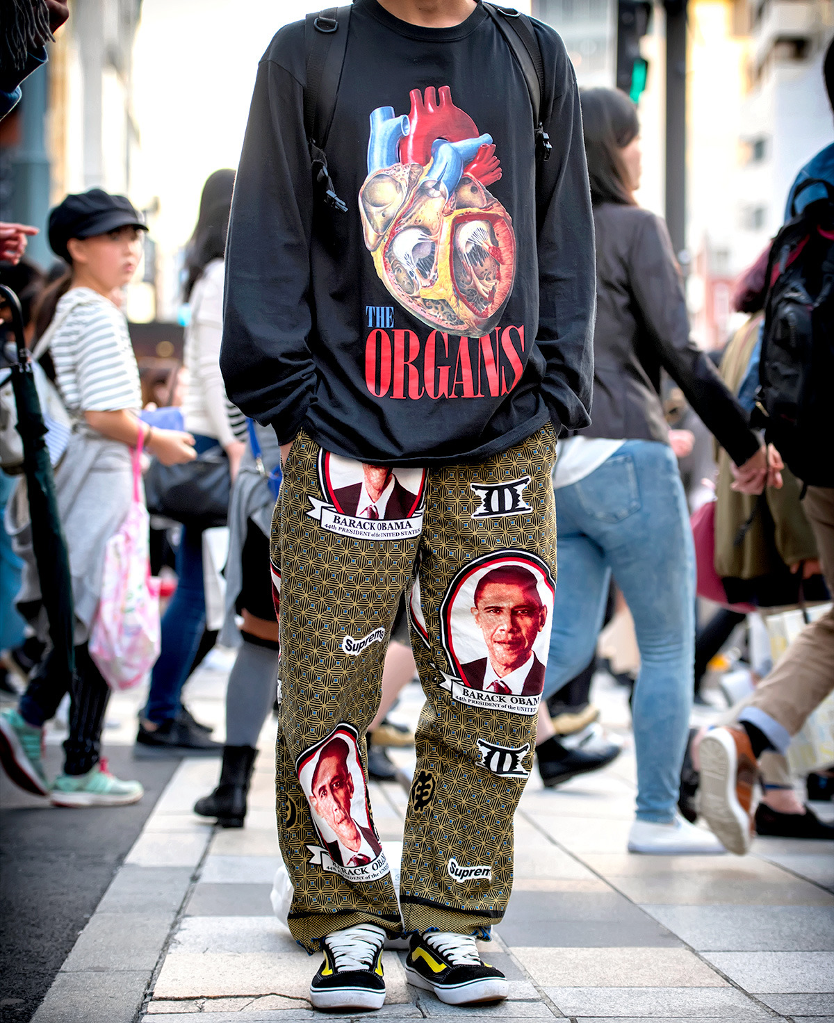 Obama x Supreme pants spotted on the street in | Tokyo Fashion