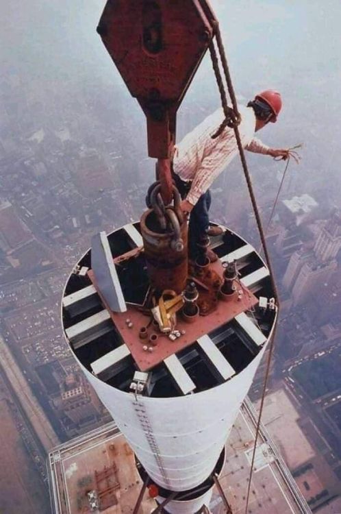Fixing The Antenna On The World Trade Center, New York City, 1979. 