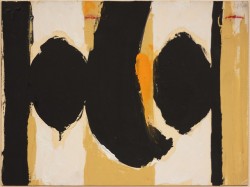 theegoist:Robert Motherwell (American, 1915-1991) - Elegy to the Spanish Republic No. 60, Oil on paperboard, 17.8 × 23.8 cm (1960)