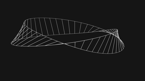 Rotation/Twist of a MÖBIUS STRIP (wire-frame, orthographic projection,full-res)