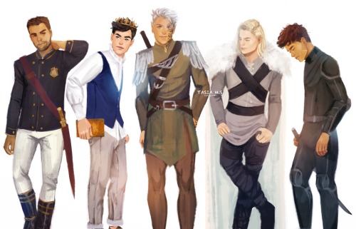tasiams:  The Men from the Throne of Glass series (Left to right: Chaol, Dorian, Rowan, Aedion, Sam)