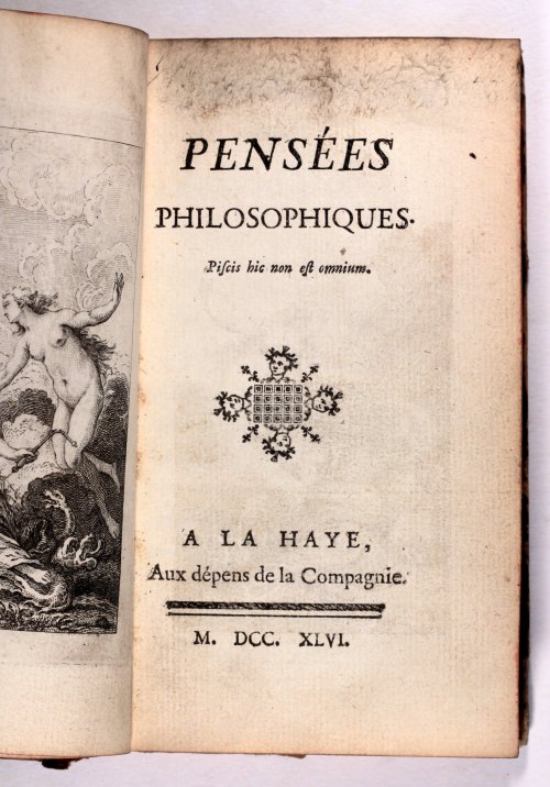 Pensees Philosophiques Philosophical Thoughts by Denis Diderot  Published illegally and anonymo