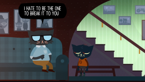 ijustwannabeadragon:Night in the Woods - Mae Borowski & Dad Borowskialittletooreal.png