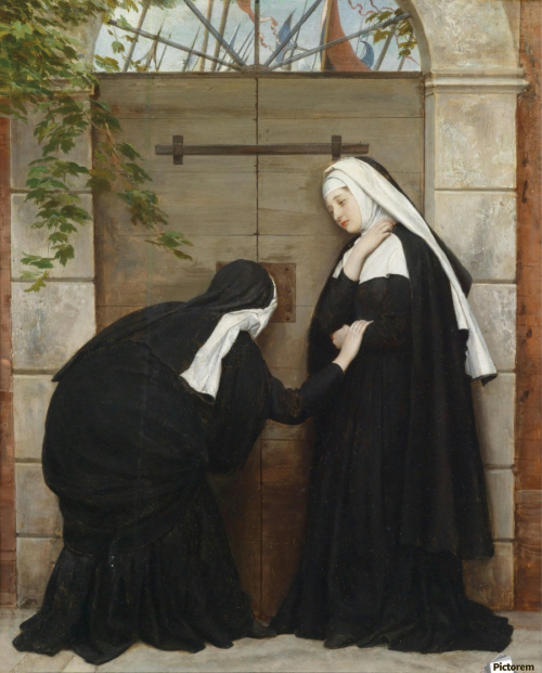 Eugene de Blaas  -  Nuns Under Threat,  1869 Austrian, 1843-1931 Oil on canvas