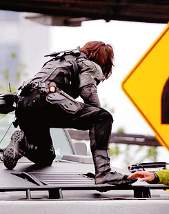 :  Sebastian Stan on set of Captain America: Winter Soldier 