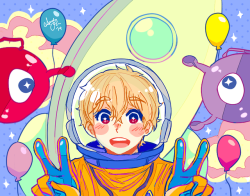 sassmasteramelia:  Nagisa and his space friends (´ヮ` ) 