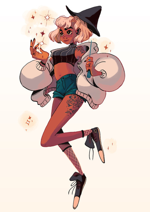 juliettecousin: I did a collab with @marinevhs !! We drew witches of course : here Marine did the li