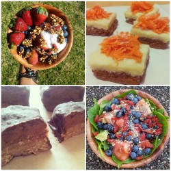 vegan-hippie:  vegan-hippie: (fruit powerbowl, raw vegan carrot cake, raw vegan mars bars, raw superfood salad) follow me on instagram for more healthy vegan inspiration! @taniangel7 xx 