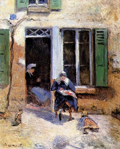 Woman and Child Doing Needlework, 1877 Camille Pissaro