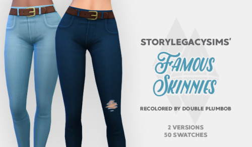 StoryLegacySims’ Famous Skinnies@storylegacysims‘ jeans recolor50 solid swatches in my A