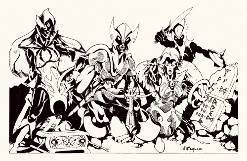 manyworldspress:Game night! Bill Willingham, illustration from AD&D module D1-2, Descent into th