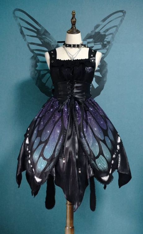 lolita-wardrobe:UPDATE: 【-The Butterfly of the Night-】 Lolita Normal Waist JSK◆ Limited Quantity! Qu