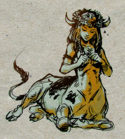 akreon:a little evening sketch of a cow centaur